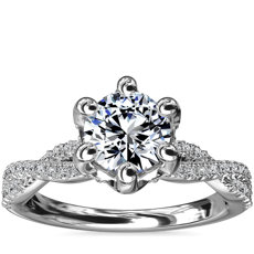 鉑金六爪無限扭紋鑽石訂婚戒指